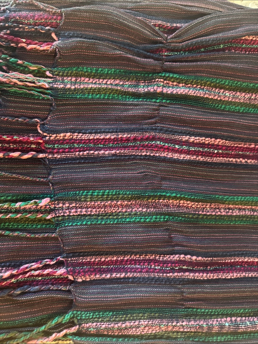 Striped Multi-Color Women's Scarf - Purple, Pink & Green - Picture 5 of 6